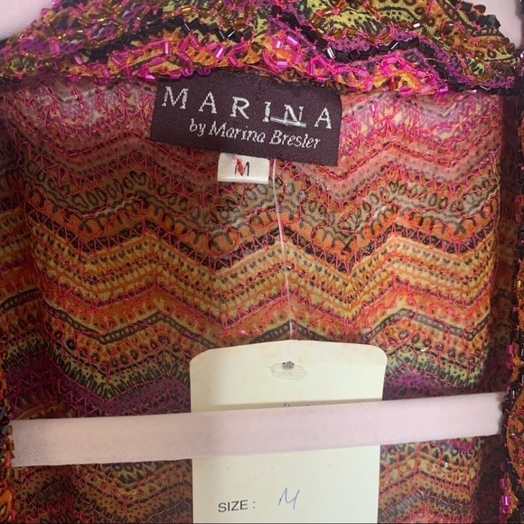 Marina Multicolored Zig Zag Fully Beaded Duster NWT - Picture 13 of 16